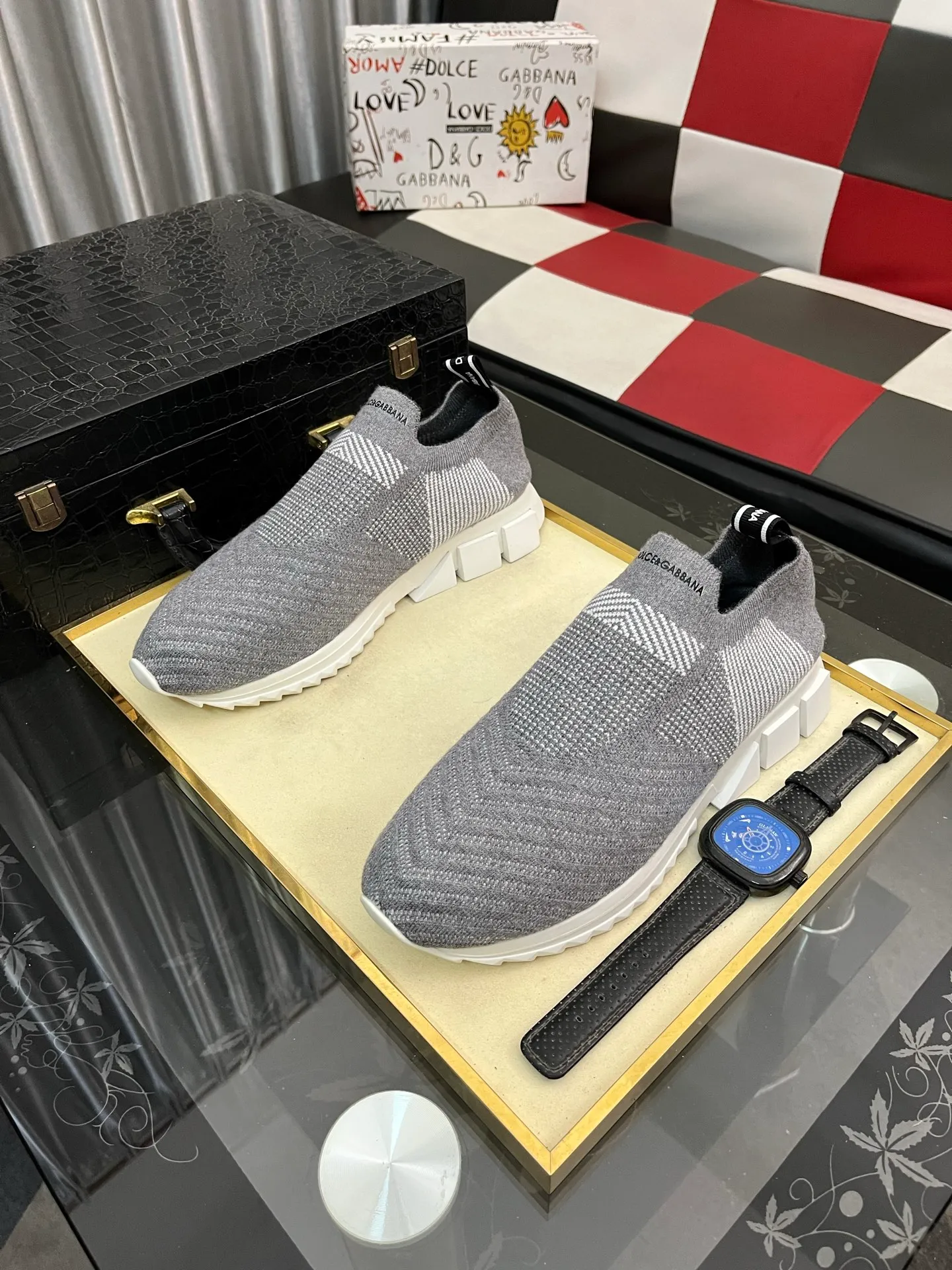 Men's men's shoes💰340⌚️⌚️【DG～】men's casual shoes 2022z cabinet simultaneous sale 🔶🔷🔜The upper is made of cowhide spliced fabric ➕Mesh lining, which is comfortable and breathable. The sole is: the original comfortable and wear-resistant outsole, ⚠️The real thing📱Photographed🎬The real thing is better📢📢📢Size: 35-46